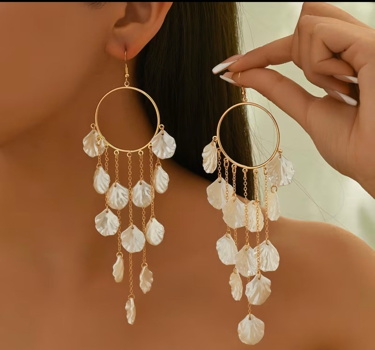 Boucles d’oreilles bohème nacrées