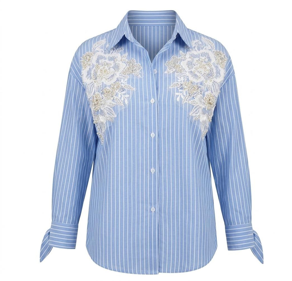 chemise à rayures ciel et blanc