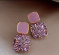 Boucles d'oreilles pierre verte et violet