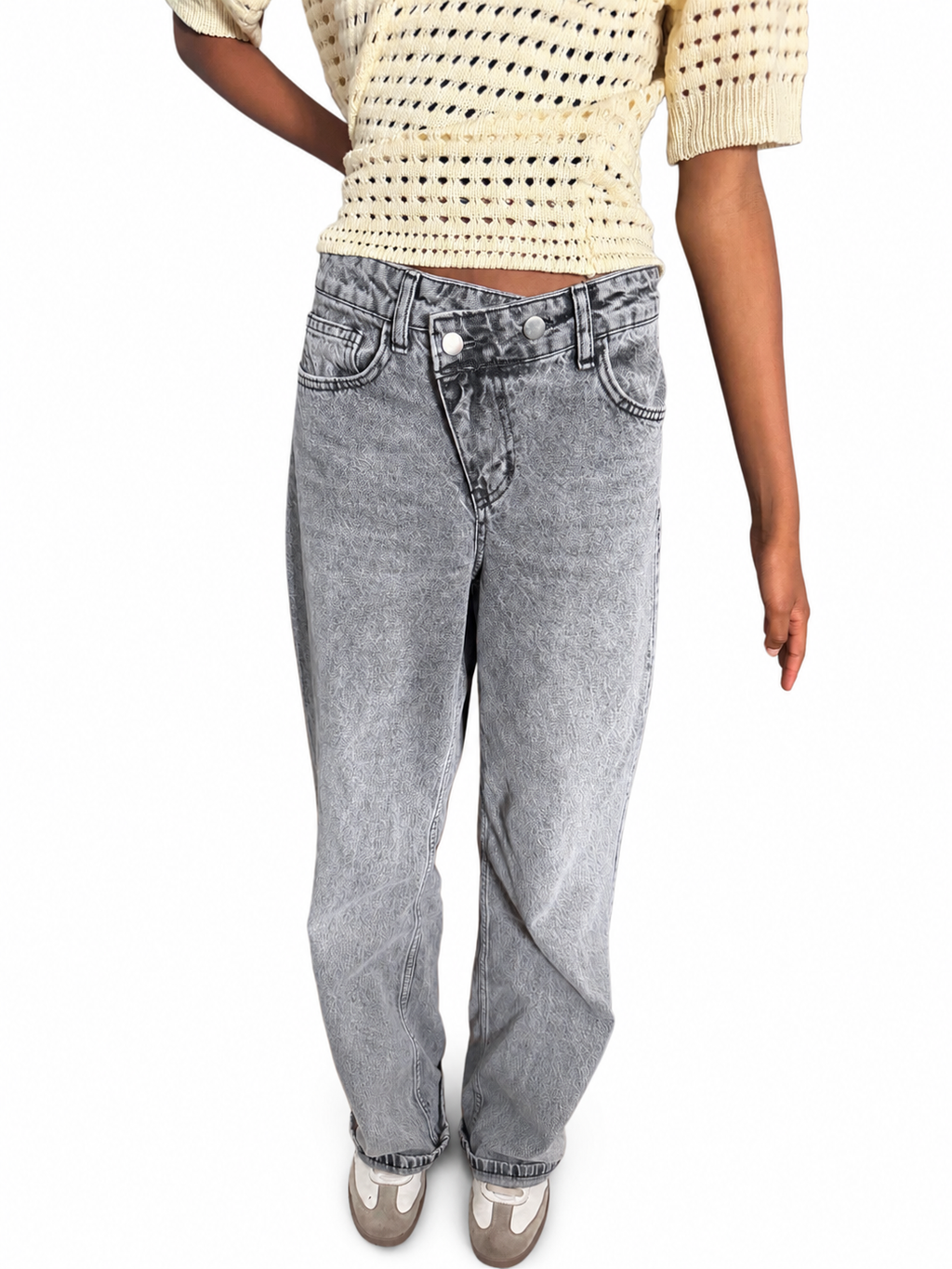 Jean Wide Leg Gris Délavé