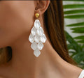 Boucles d'oreilles pendantes nacrées blanches