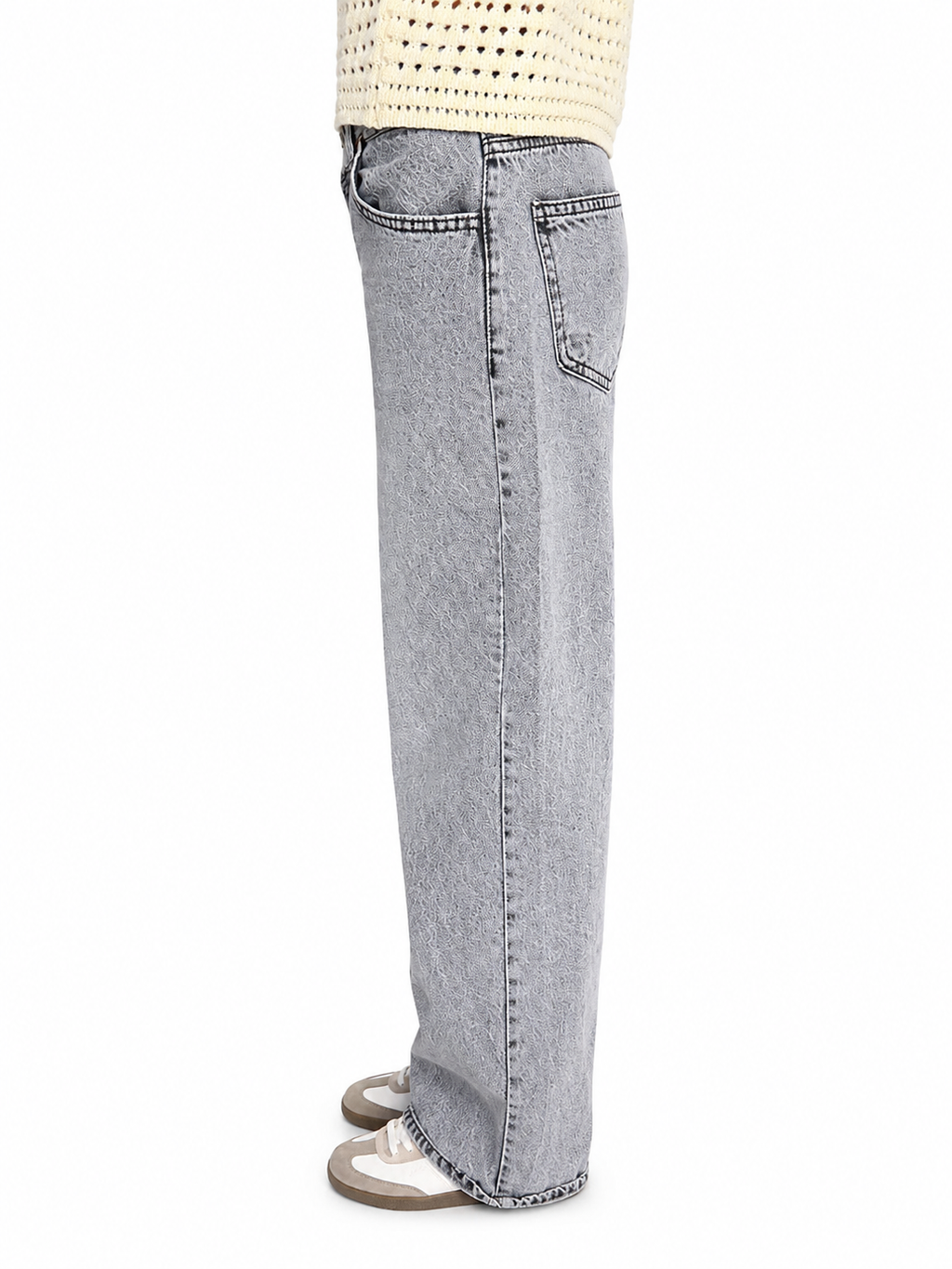 Jean Wide Leg Gris Délavé