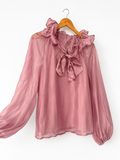 Blouse satinée rose poudré