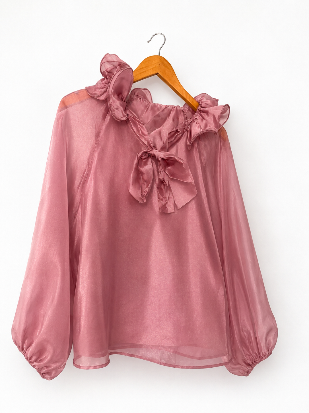Blouse satinée rose poudré